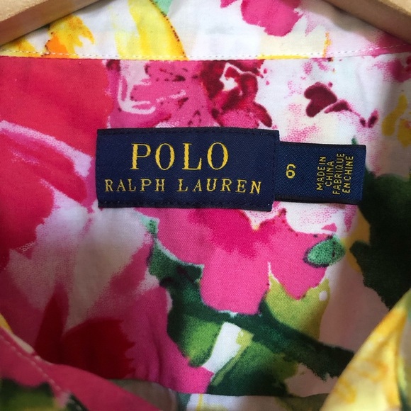 Polo Ralph Lauren Cotton Floral Long Sleeve Button Down Shirt Size 6 - Picture 5 of 9